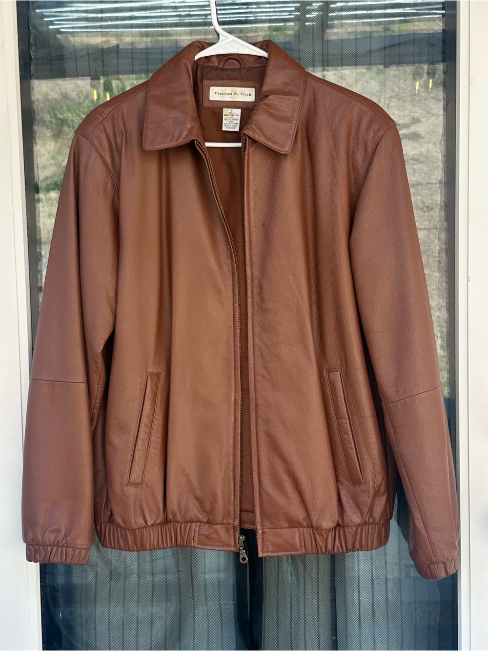 Preston & York Chestnut Leather Bomber Jacket